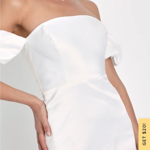 Lulus Significant Sensation White Satin Off-the-Shoulder Mini Dress, Small NWT - Picture 4 of 11